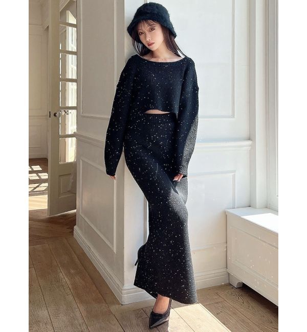 RESEXXY「グリッターIラインニットスカート【セットアップ着用可能】」|スカート|