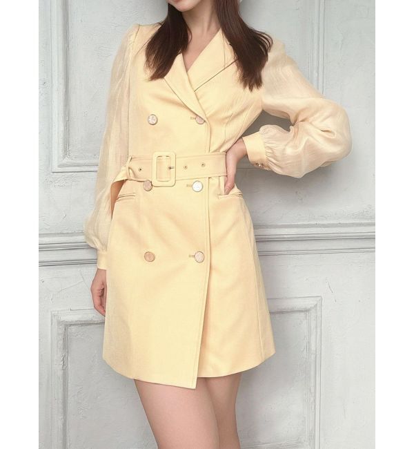 RESEXXY「スリーブシアーミニワンピース」|ワンピース|イエロー