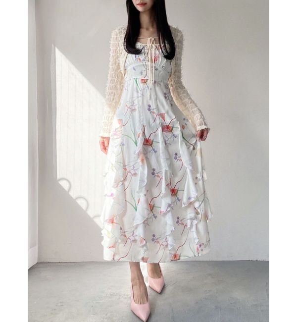 RESEXXY「【memorif.】フラワーラッフルアンサンブルキャミワンピース」|ワンピース|