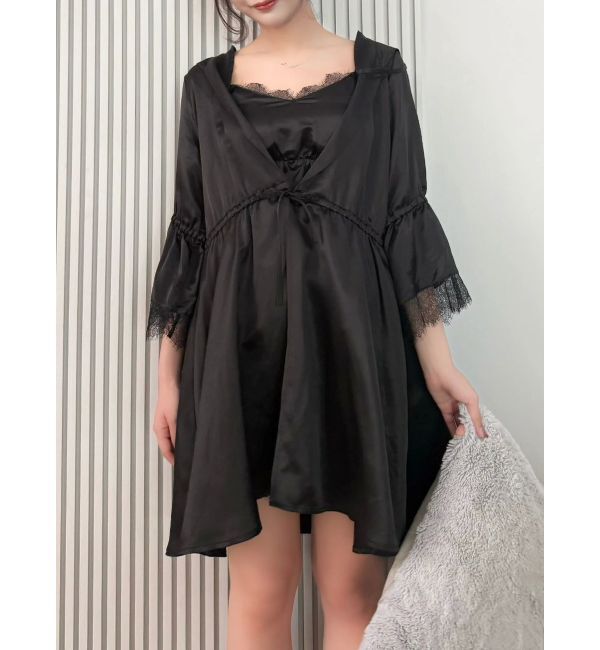 dazzlin「【吉田朱里】シルクランジェリーライクショートパンツ」|ルームウェア|ブラック