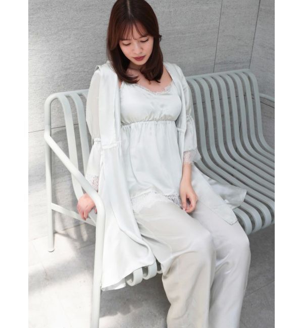 dazzlin「【吉田朱里】シルクランジェリーライクロングパンツ」|ルームウェア|