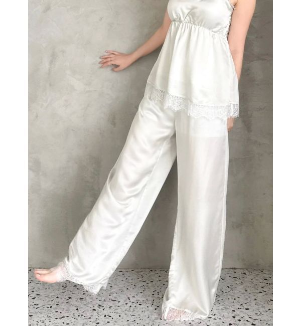 dazzlin「【吉田朱里】シルクランジェリーライクロングパンツ」|ルームウェア|グレー