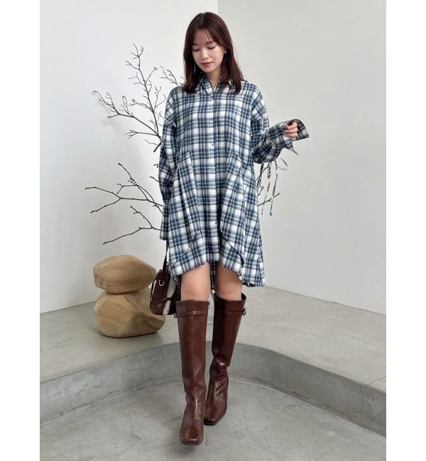 dazzlin「シャツイレフレアミニワンピース」|ワンピース|