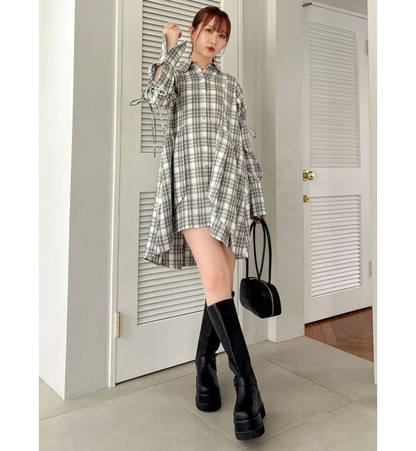 dazzlin「シャツイレフレアミニワンピース」|ワンピース|