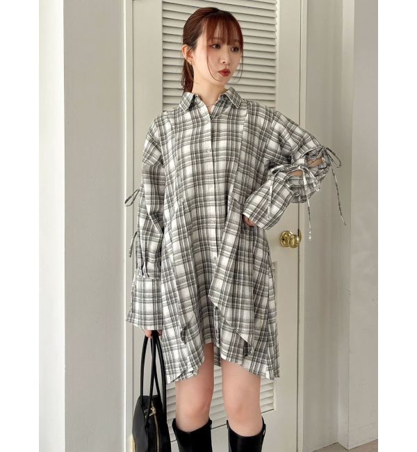 dazzlin「シャツイレフレアミニワンピース」|ワンピース|