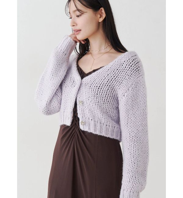 MERCURYDUO「ローゲージデザインボタンカーディガン」|カーディガン|ラベンダー