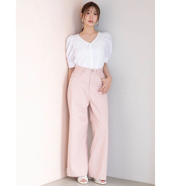 MERCURYDUO「パールデニムパンツ」|デニム|