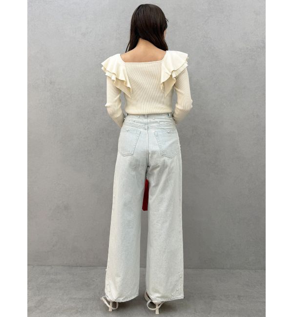 MERCURYDUO「パールデニムパンツ」|デニム|