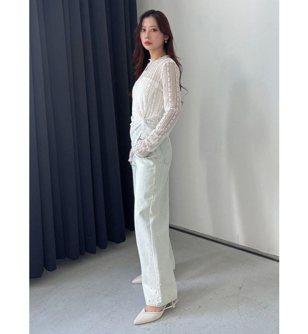 MERCURYDUO「パールデニムパンツ」|デニム|