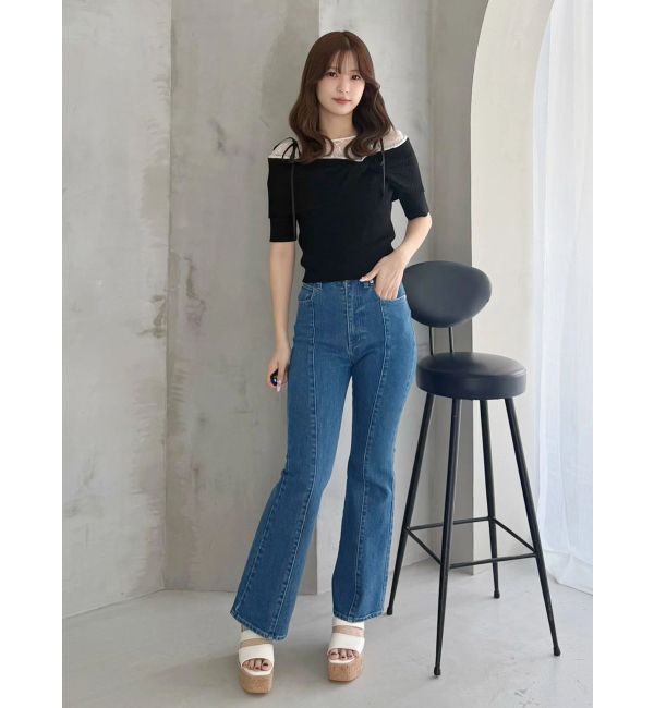 MERCURYDUO「ストレッチブーツカットデニムパンツ」|デニム|