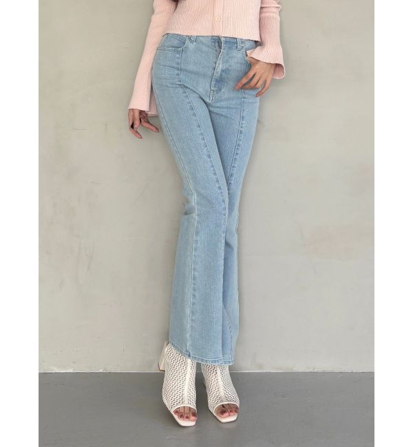 MERCURYDUO「ストレッチブーツカットデニムパンツ」|デニム|アイスブルー