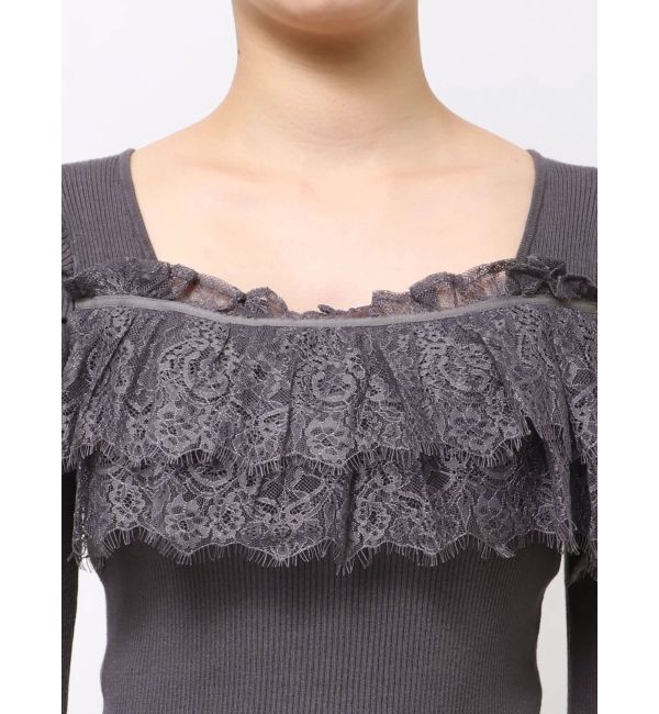 MERCURYDUO「異素材レースフリルニット」|ニット・セーター|