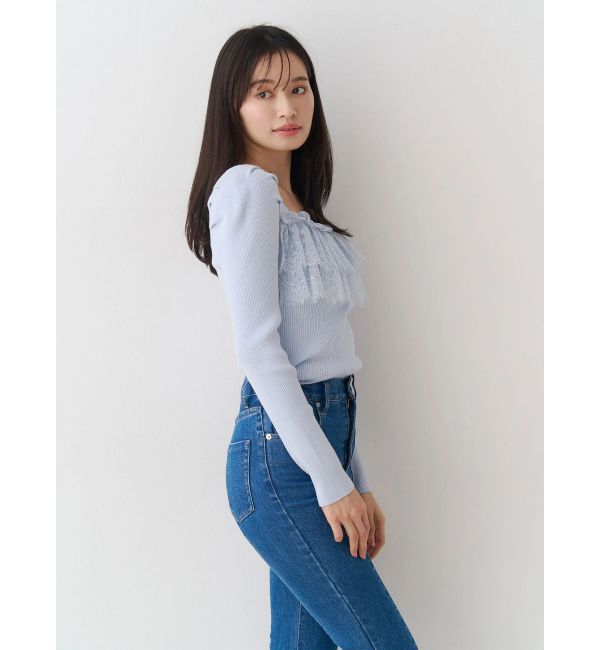 MERCURYDUO「異素材レースフリルニット」|ニット・セーター|