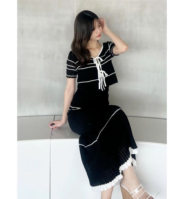 MERCURYDUO「クロシェ風ニットセットアップ」|ワンピース|