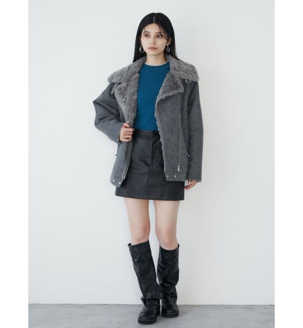 MURUA「ヴィンテージライクフェイクレザーミニスカート」|スカート|