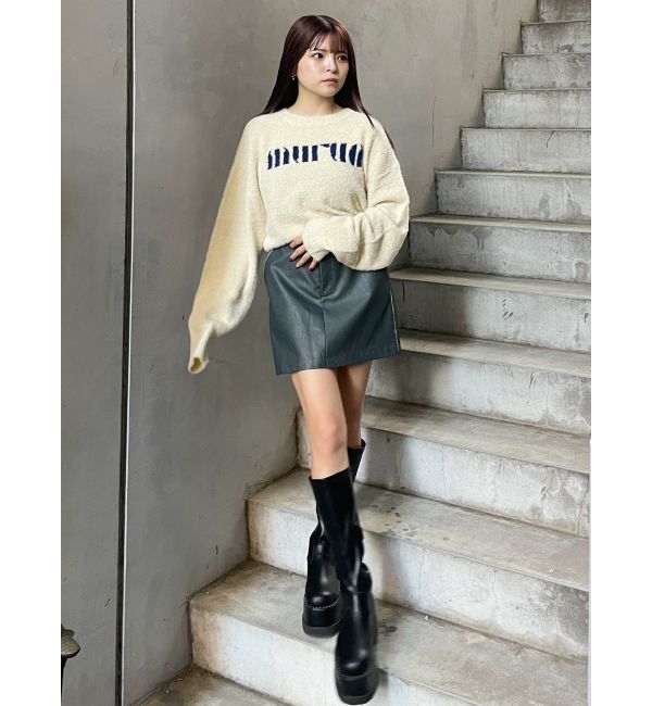 MURUA「ヴィンテージライクフェイクレザーミニスカート」|スカート|