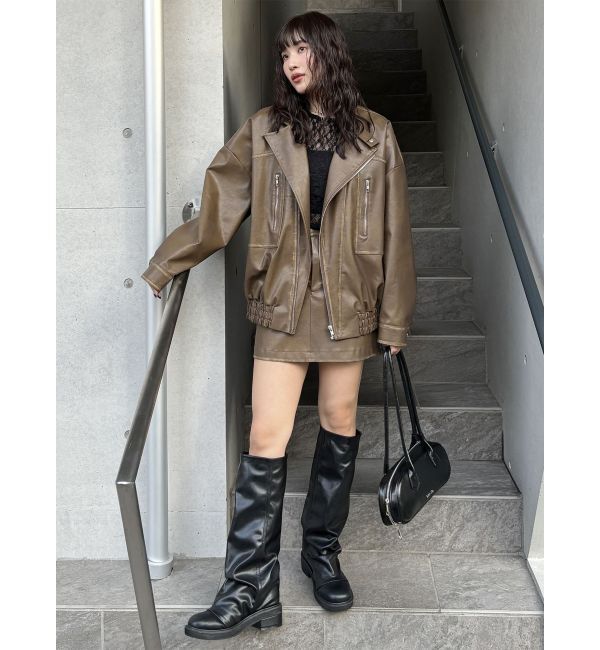 MURUA「ヴィンテージライクフェイクレザーミニスカート」|スカート|