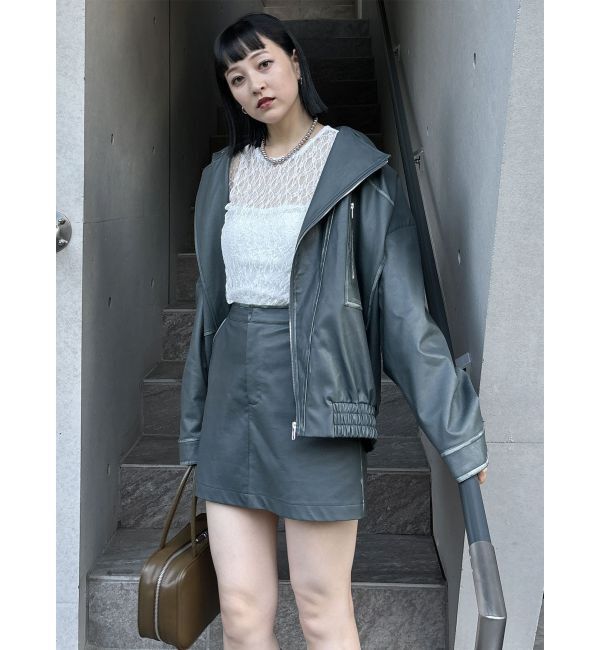 MURUA「ヴィンテージライクフェイクレザーミニスカート」|スカート|