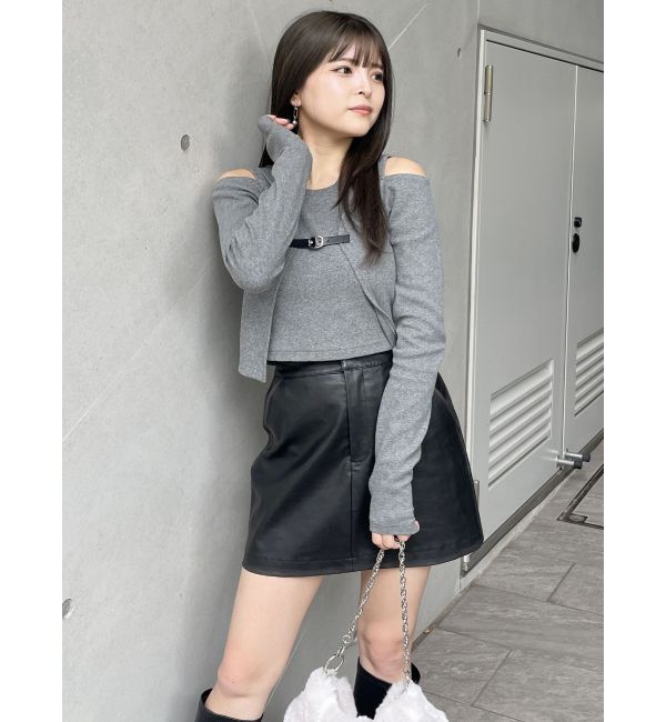 MURUA「ヴィンテージライクフェイクレザーミニスカート」|スカート|