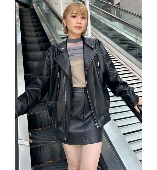 MURUA「ヴィンテージライクフェイクレザーミニスカート」|スカート|