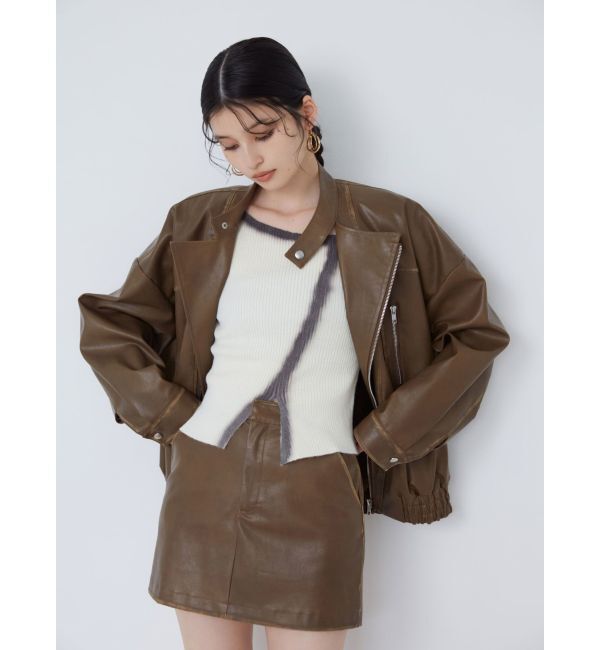 MURUA「ヴィンテージライクフェイクレザーミニスカート」|スカート|