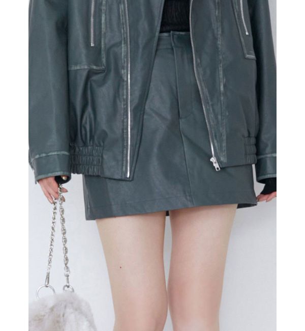 MURUA「ヴィンテージライクフェイクレザーミニスカート」|スカート|ブルー