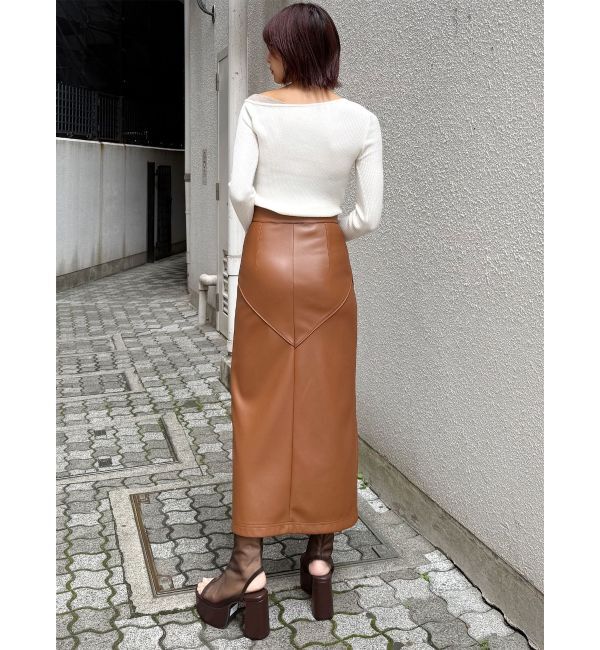 MURUA「ZIPスリットフェイクレザーナロースカート」|スカート|