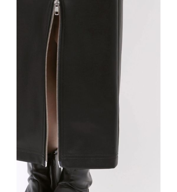 MURUA「ZIPスリットフェイクレザーナロースカート」|スカート|