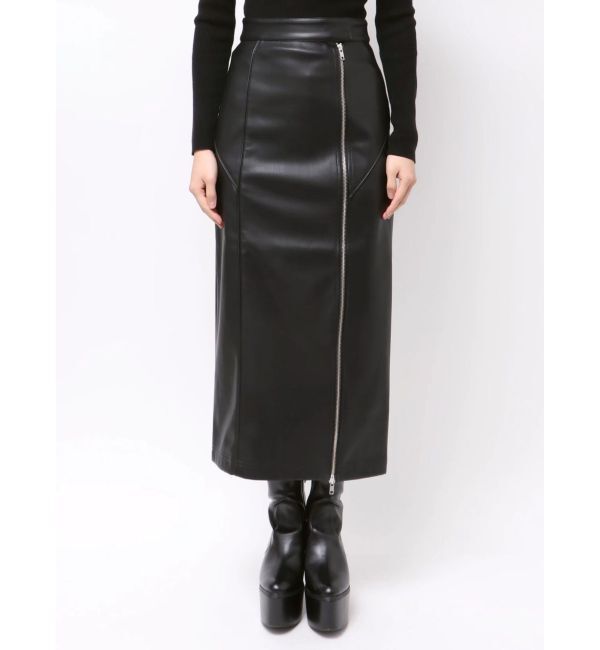 MURUA「ZIPスリットフェイクレザーナロースカート」|スカート|