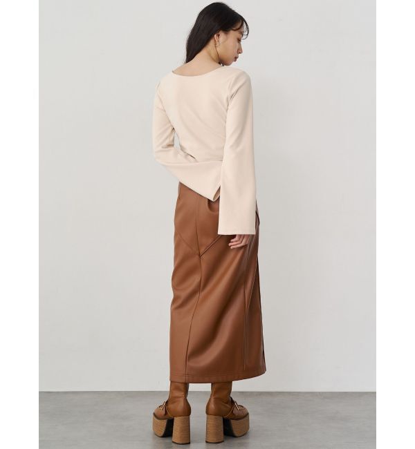 MURUA「ZIPスリットフェイクレザーナロースカート」|スカート|