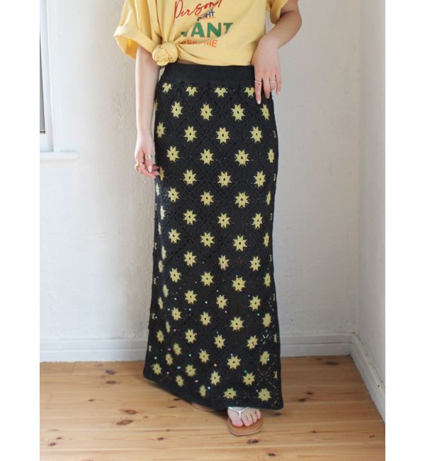 Ungrid「ビーズコンビニットアイラインスカート」|スカート|