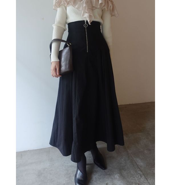 LAGUNAMOON「フロントZIPコルセットデザインフレアスカート」|スカート|