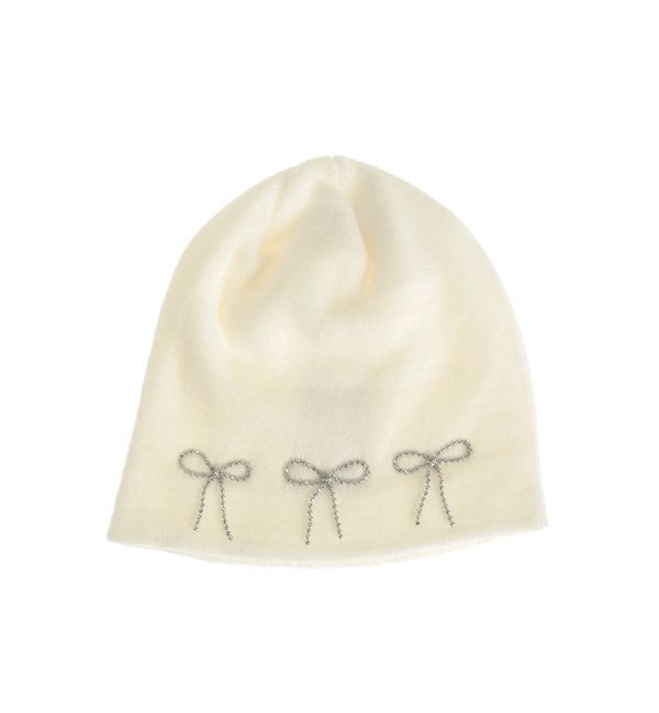 jouetie「リボンビーニー」|ニット帽|オフホワイト