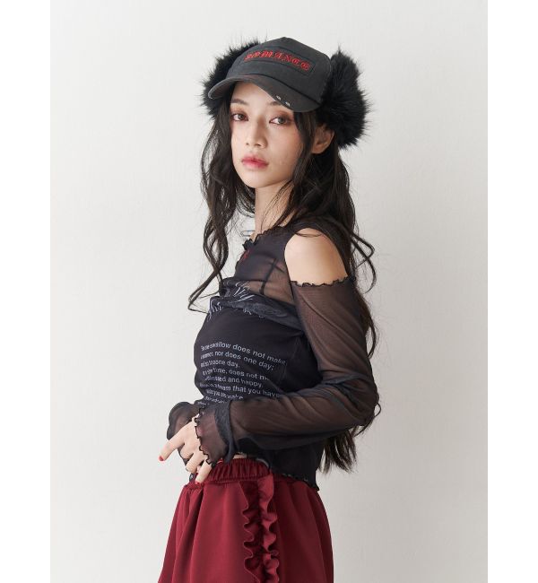 jouetie「カットアウトグラフィックシアートップス」|Tシャツ・カットソー|