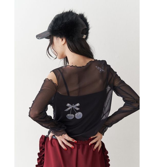 jouetie「カットアウトグラフィックシアートップス」|Tシャツ・カットソー|