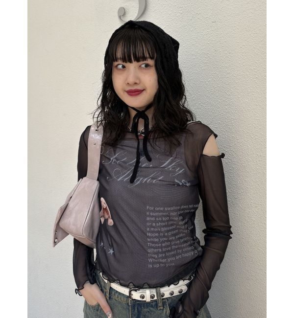 jouetie「カットアウトグラフィックシアートップス」|Tシャツ・カットソー|