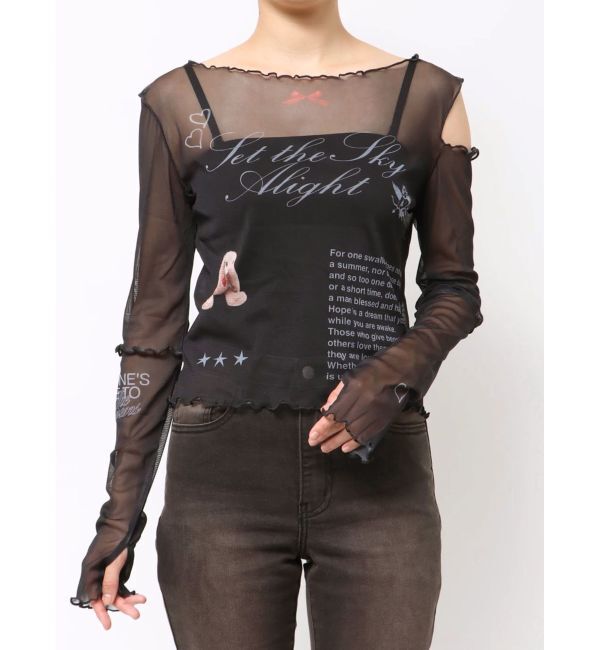 jouetie「カットアウトグラフィックシアートップス」|Tシャツ・カットソー|