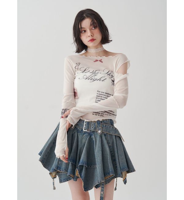 jouetie「カットアウトグラフィックシアートップス」|Tシャツ・カットソー|