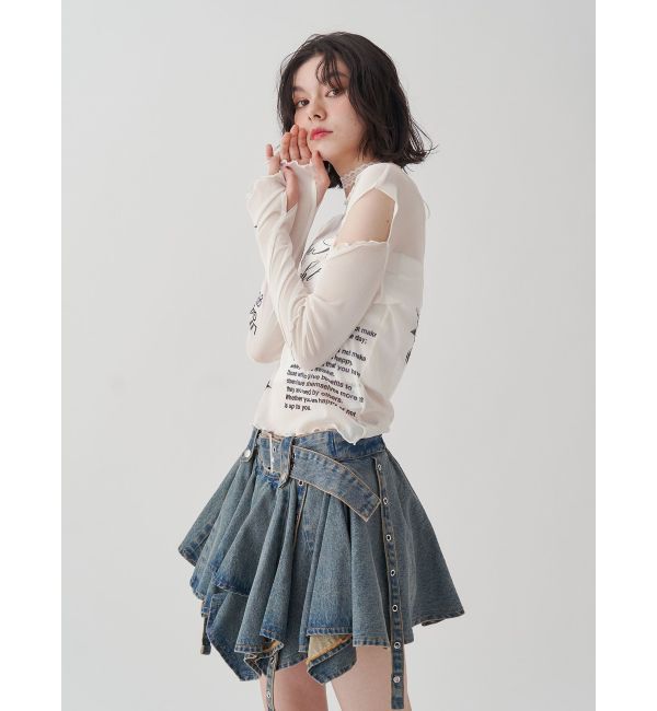 jouetie「カットアウトグラフィックシアートップス」|Tシャツ・カットソー|