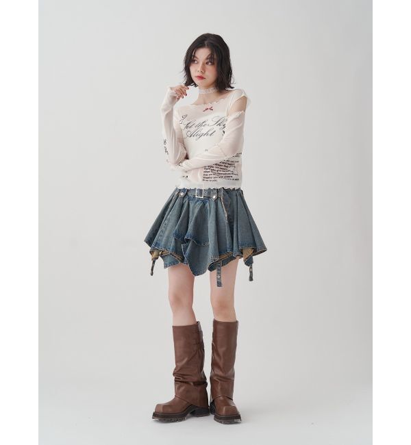 jouetie「カットアウトグラフィックシアートップス」|Tシャツ・カットソー|