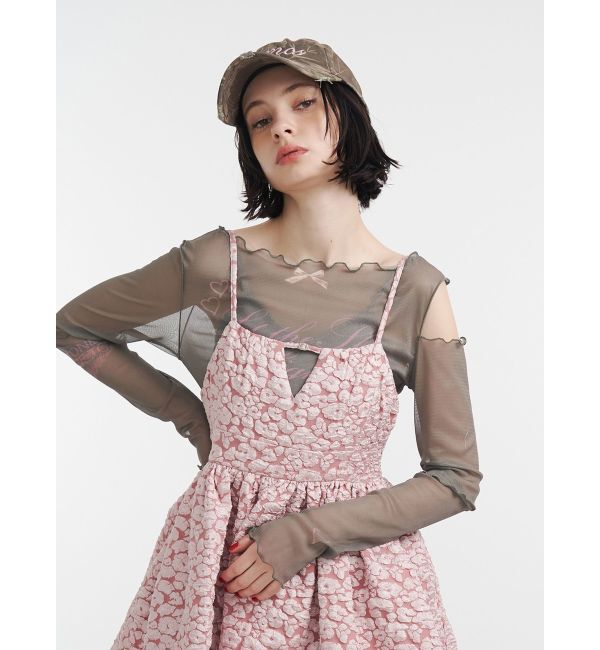 jouetie「カットアウトグラフィックシアートップス」|Tシャツ・カットソー|カーキ