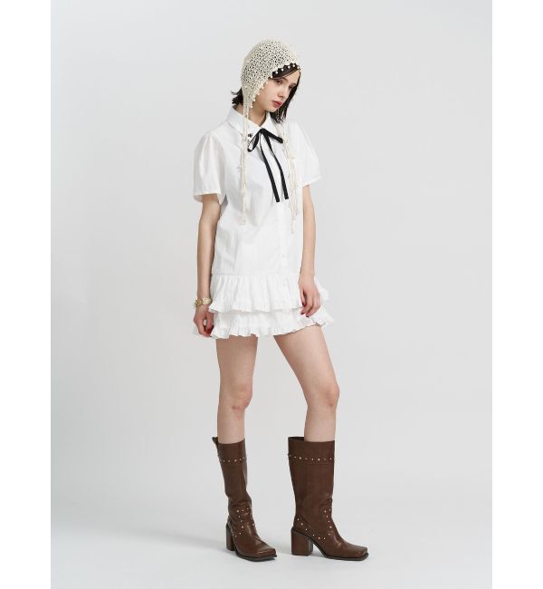 jouetie「リボンタイヘムフリルチュニックシャツ」|シャツ・ブラウス|