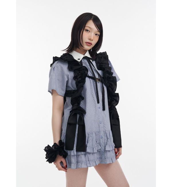 jouetie「リボンタイヘムフリルチュニックシャツ」|シャツ・ブラウス|