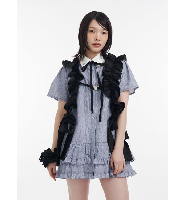 jouetie「リボンタイヘムフリルチュニックシャツ」|シャツ・ブラウス|