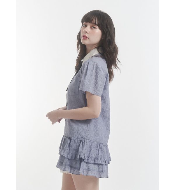 jouetie「リボンタイヘムフリルチュニックシャツ」|シャツ・ブラウス|