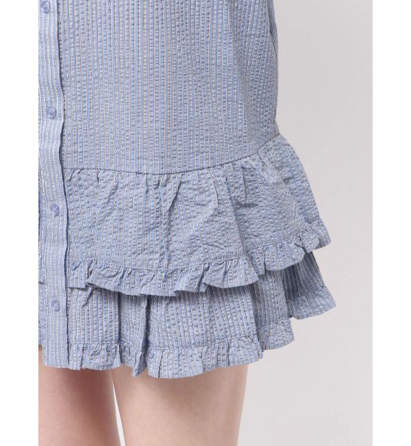 jouetie「リボンタイヘムフリルチュニックシャツ」|シャツ・ブラウス|