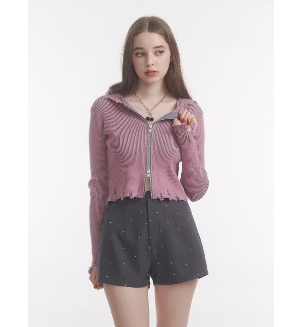 jouetie「コンパクトニットZIPフーディ」|ニット・セーター|