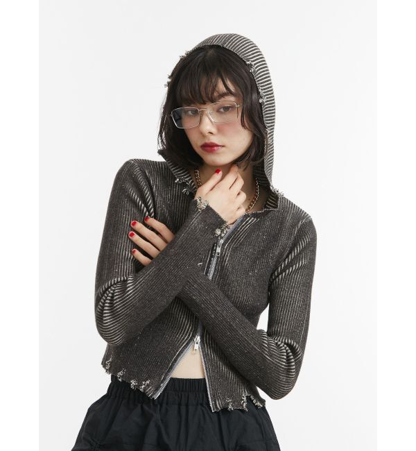 jouetie「コンパクトニットZIPフーディ」|ニット・セーター|