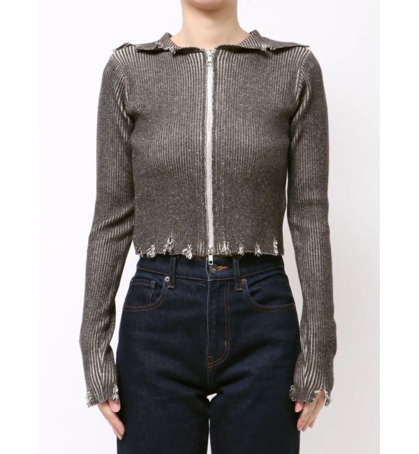 jouetie「コンパクトニットZIPフーディ」|ニット・セーター|