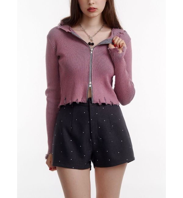 jouetie「コンパクトニットZIPフーディ」|ニット・セーター|